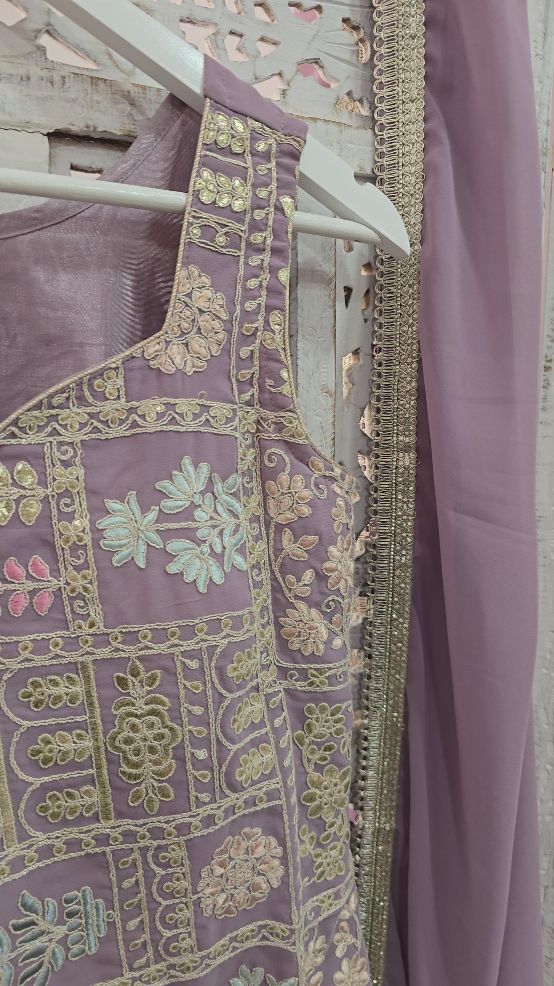 Lilac Embroidered Dhoti Salwar Suit (Size 10- 12)