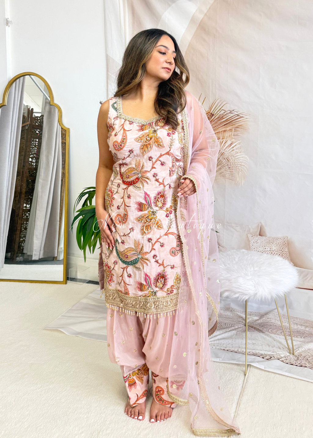 Pastel Embroidered Salwar Suit (size 10-12)