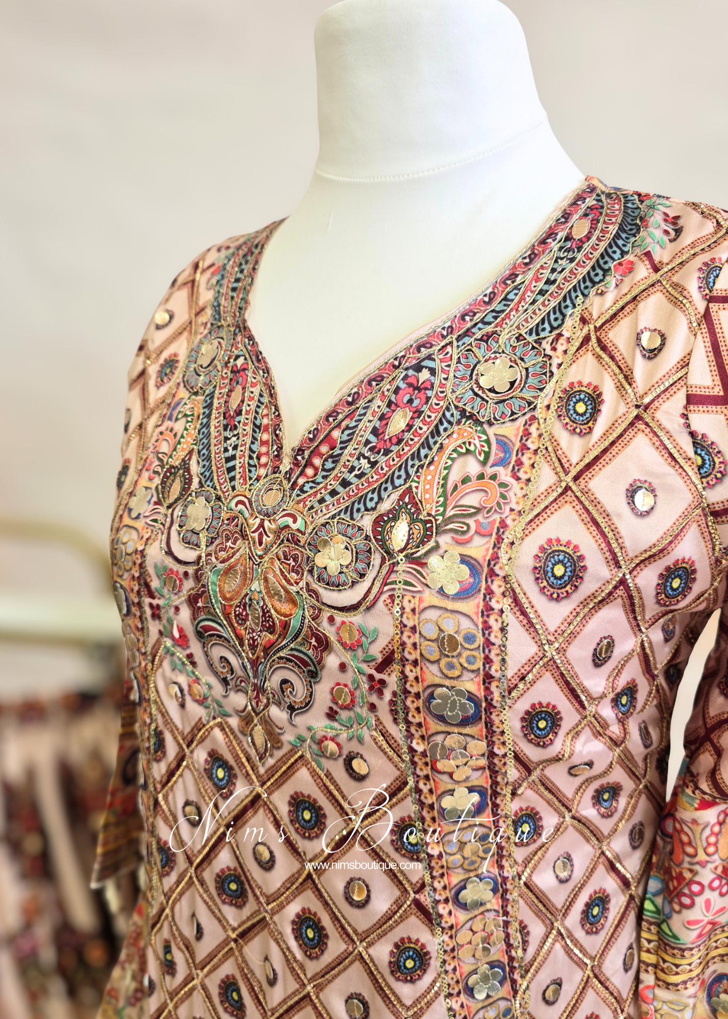 Printed Kaftan Sharara Suit (size 16-18)