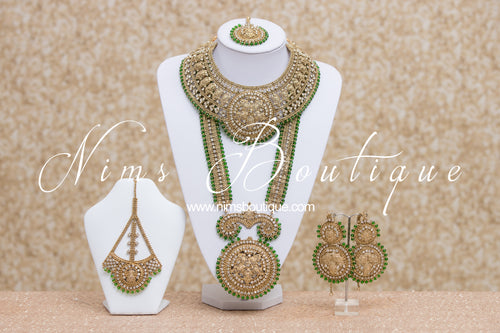 Madhubala Antique Gold & Green Bridal Set