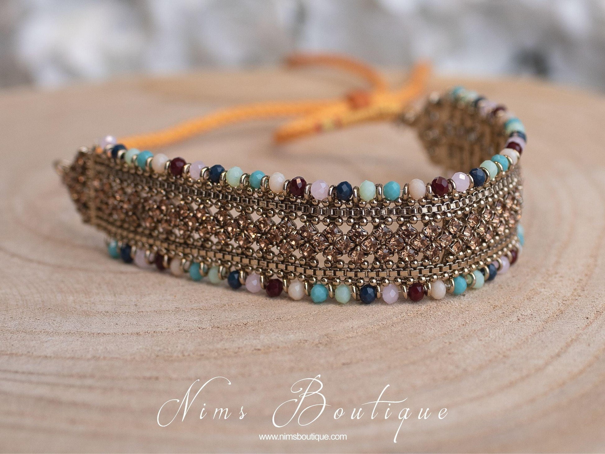 Nims Boutique Royal Antique Multicolour Choker Necklace Blues