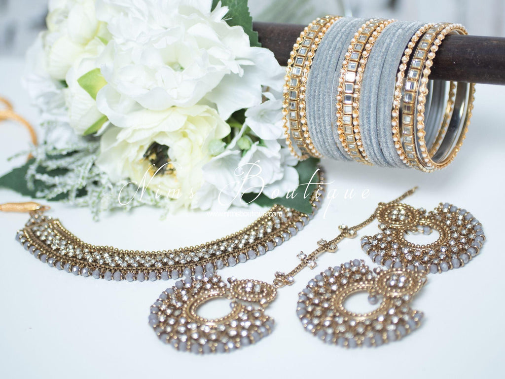 Nims Boutique Statement Royal Grey Necklace