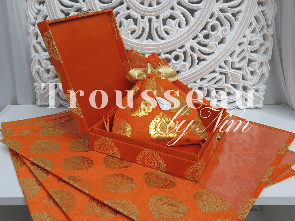 Nims Boutique Orange Paisley Brocade Sari Bag