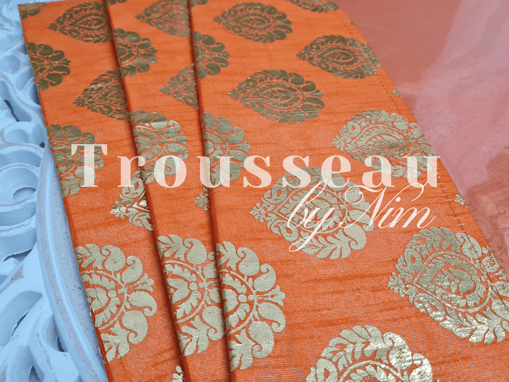 Nims Boutique Orange Paisley Brocade Sari Bag