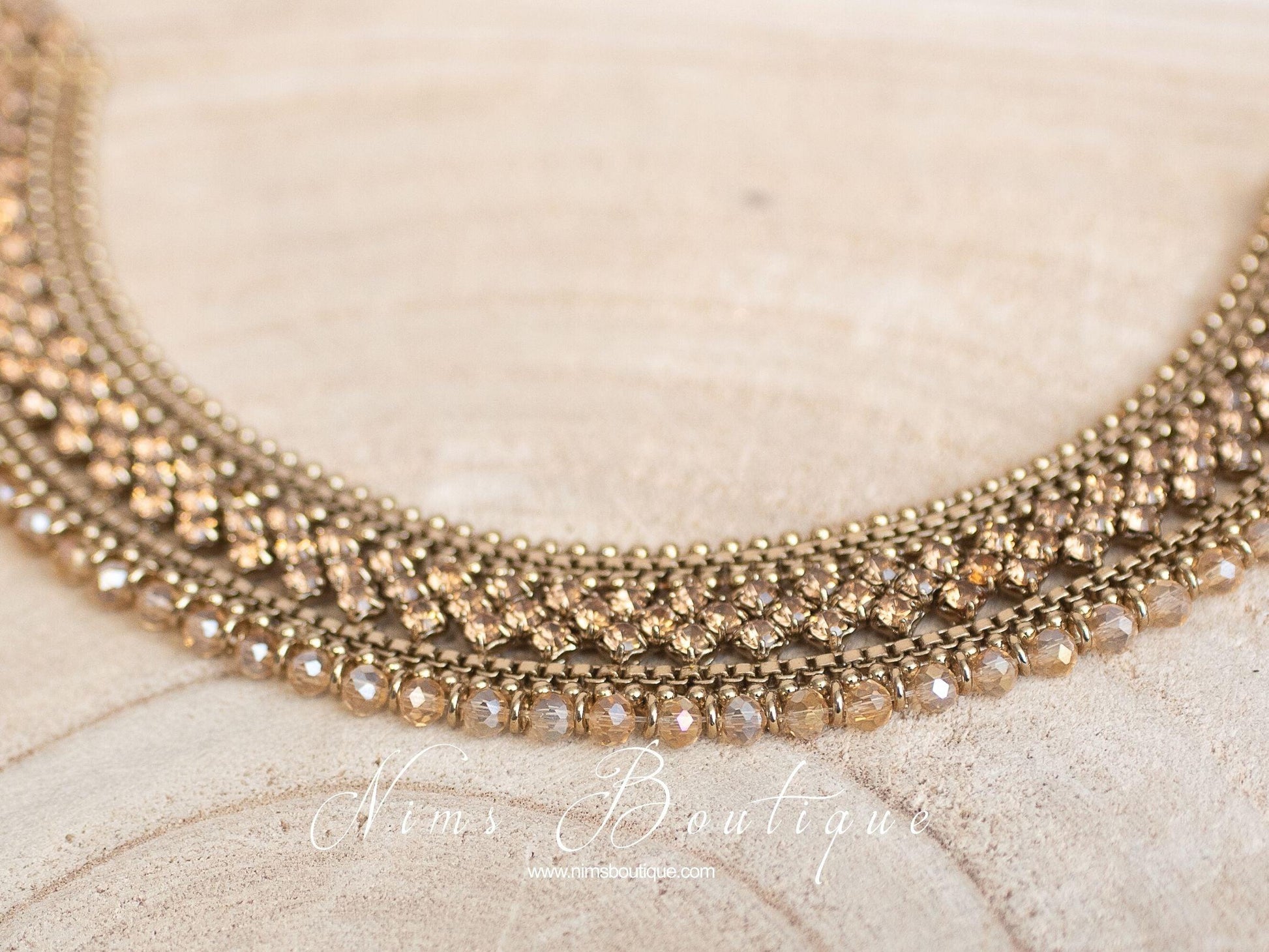 Nims Boutique Statement Royal Gold Stone Necklace