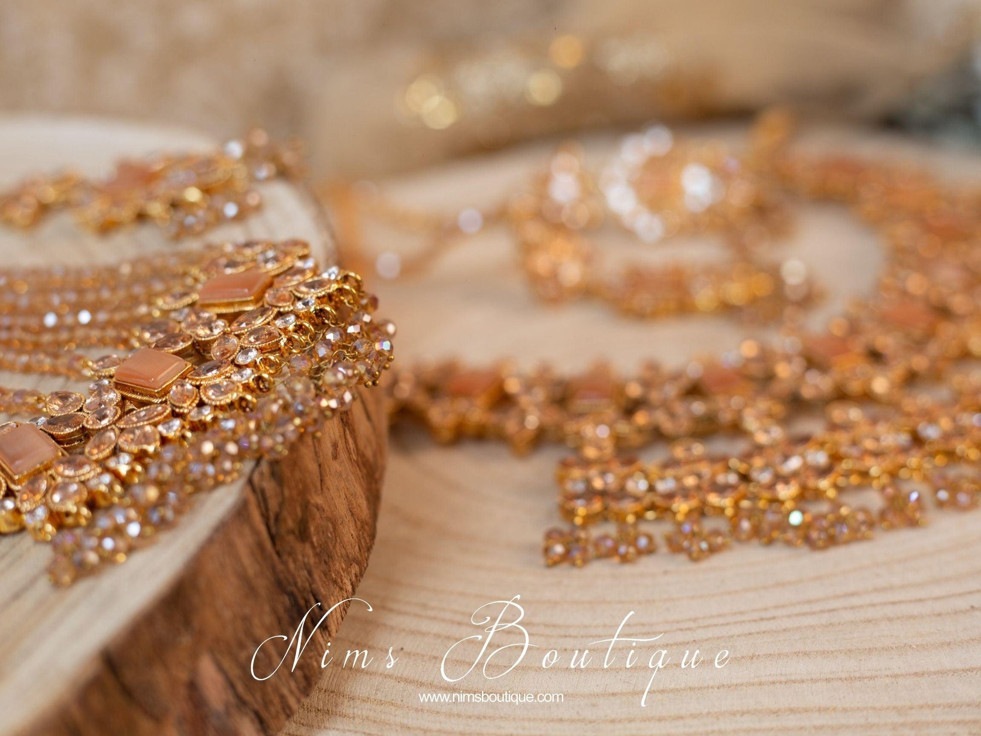 Nims Boutique Pari Maharani Peach & Gold Set