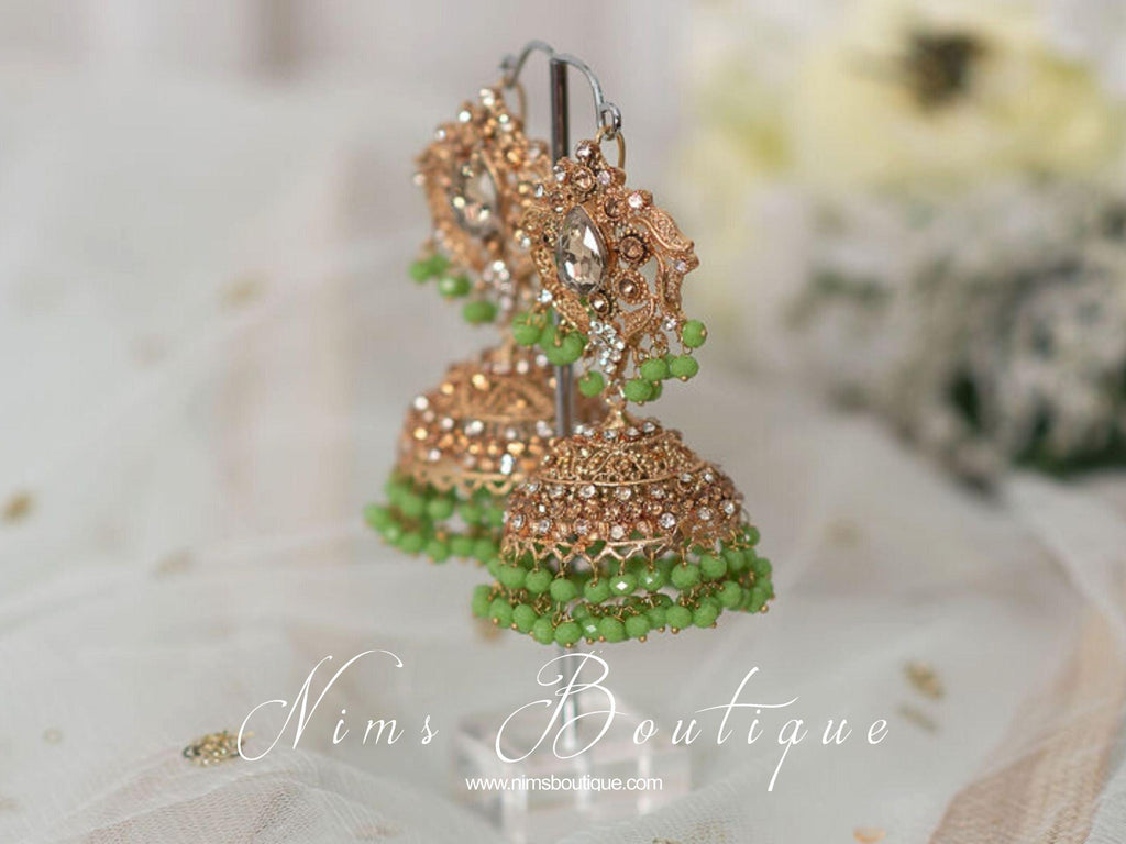 Nims Boutique Madhavi Maharani Leaf Green Chumke