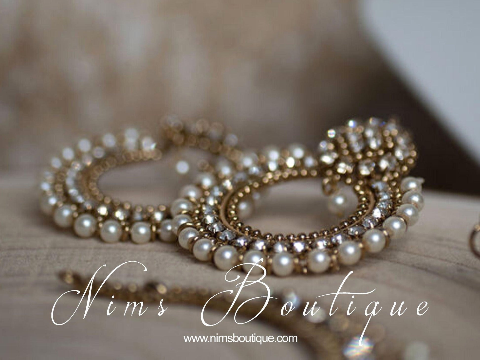 Nims Boutique Laila Royal Antique Gold & Pearl Earrings