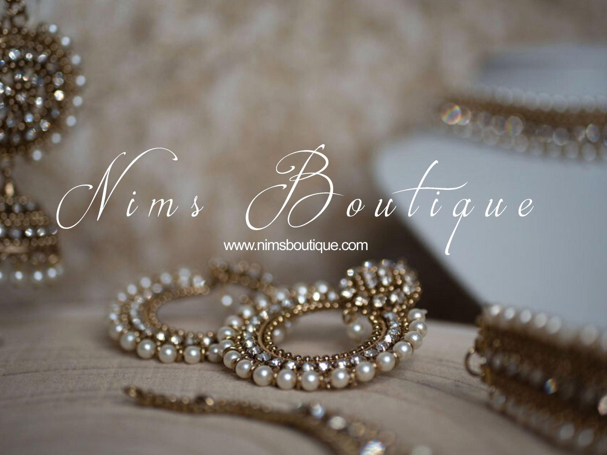 Nims Boutique Laila Royal Antique Gold & Pearl Earrings