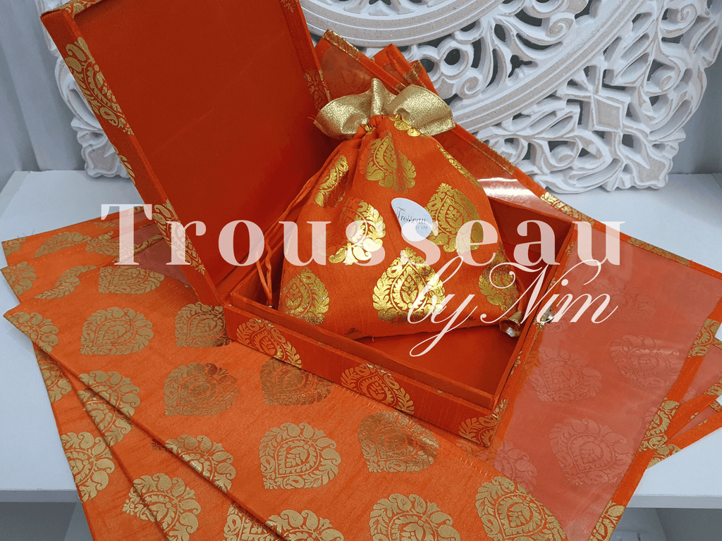 Nims Boutique Orange Paisley Brocade Sari Bag