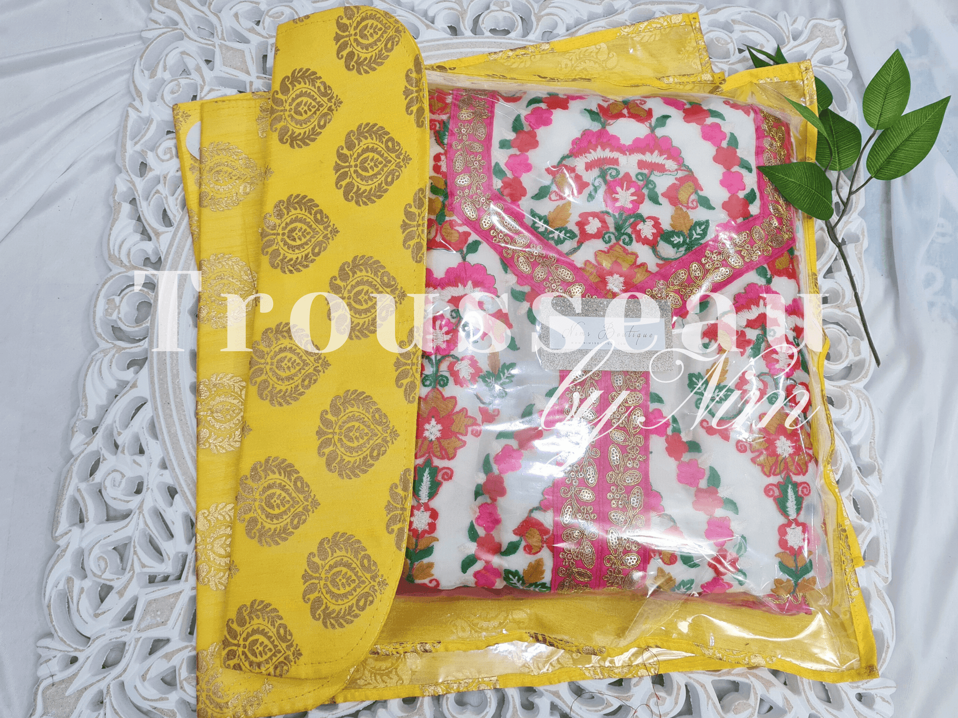 Nims Boutique Yellow Paisley Brocade Sari Bag