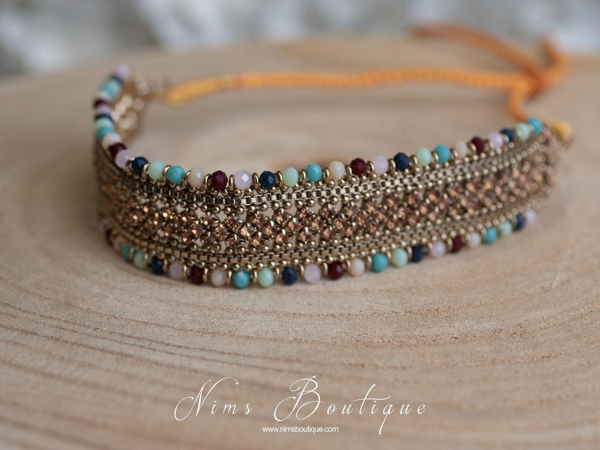 Nims Boutique Royal Antique Multicolour Choker Necklace Blues