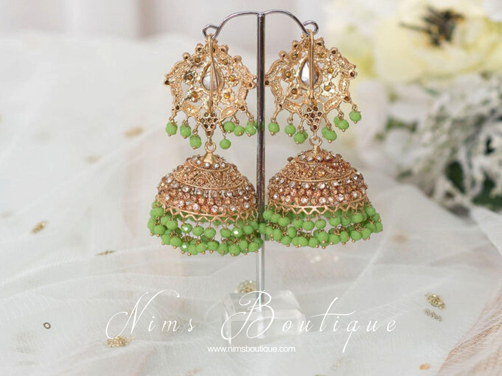 Nims Boutique Madhavi Maharani Leaf Green Chumke