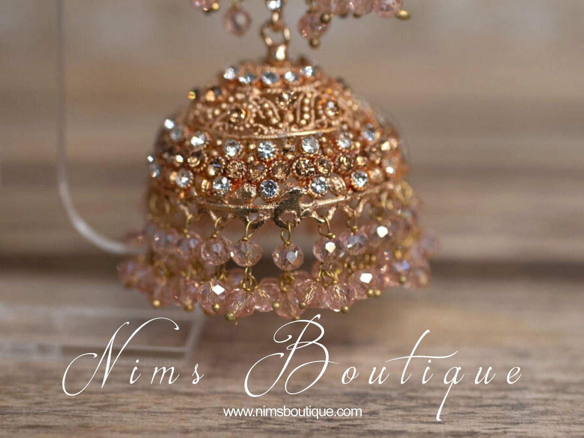 Nims Boutique Madhavi Maharani Peachy Gold Chumke
