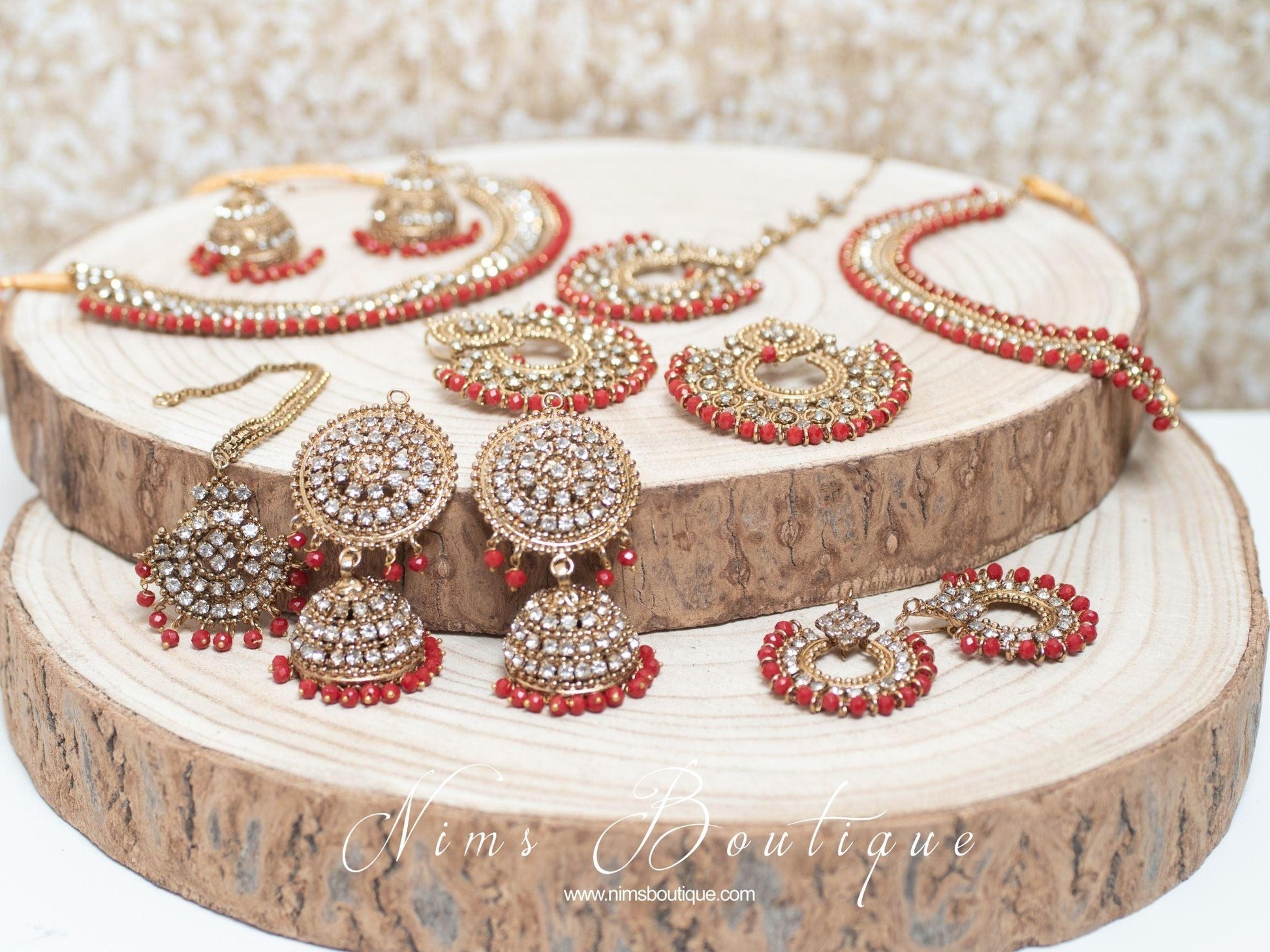 Nims Boutique Royal Red Chumke & tikka set