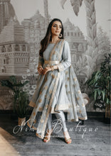 Rashmi Luxury Grey Silk Anarkali Suit with Pajami (size 6-8)