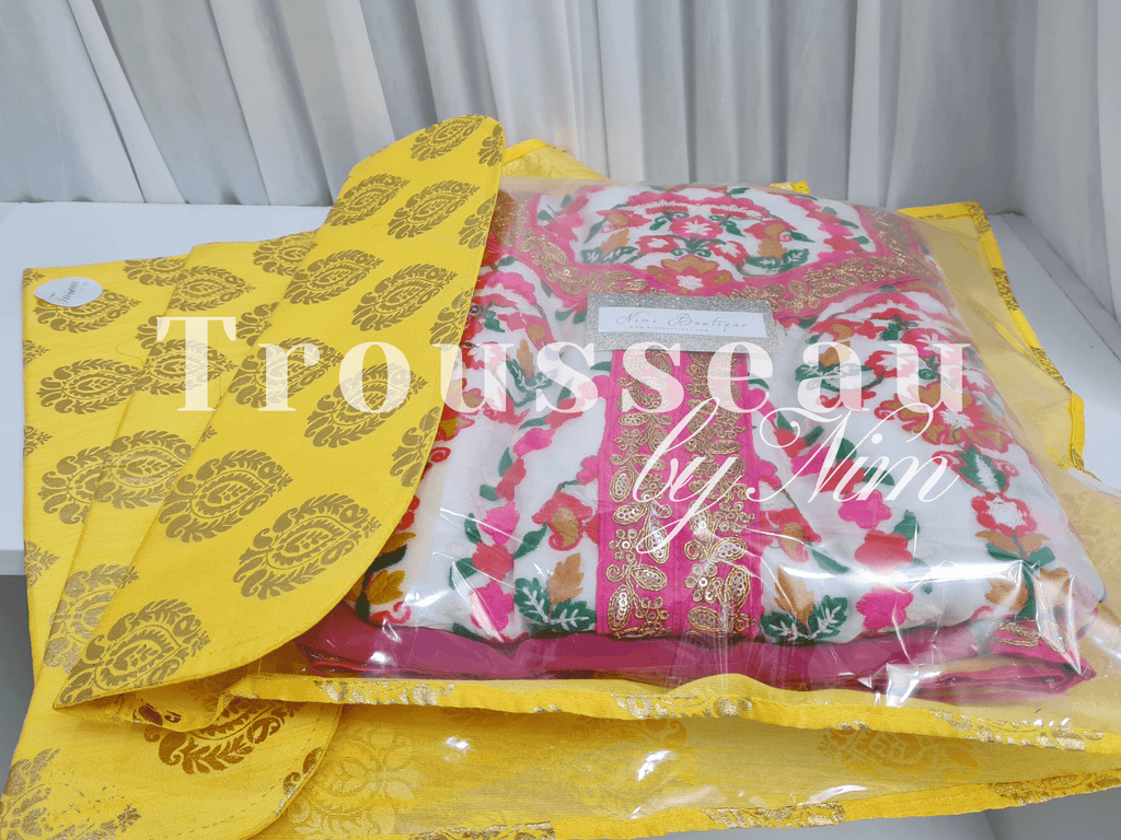 Nims Boutique Yellow Paisley Brocade Sari Bag