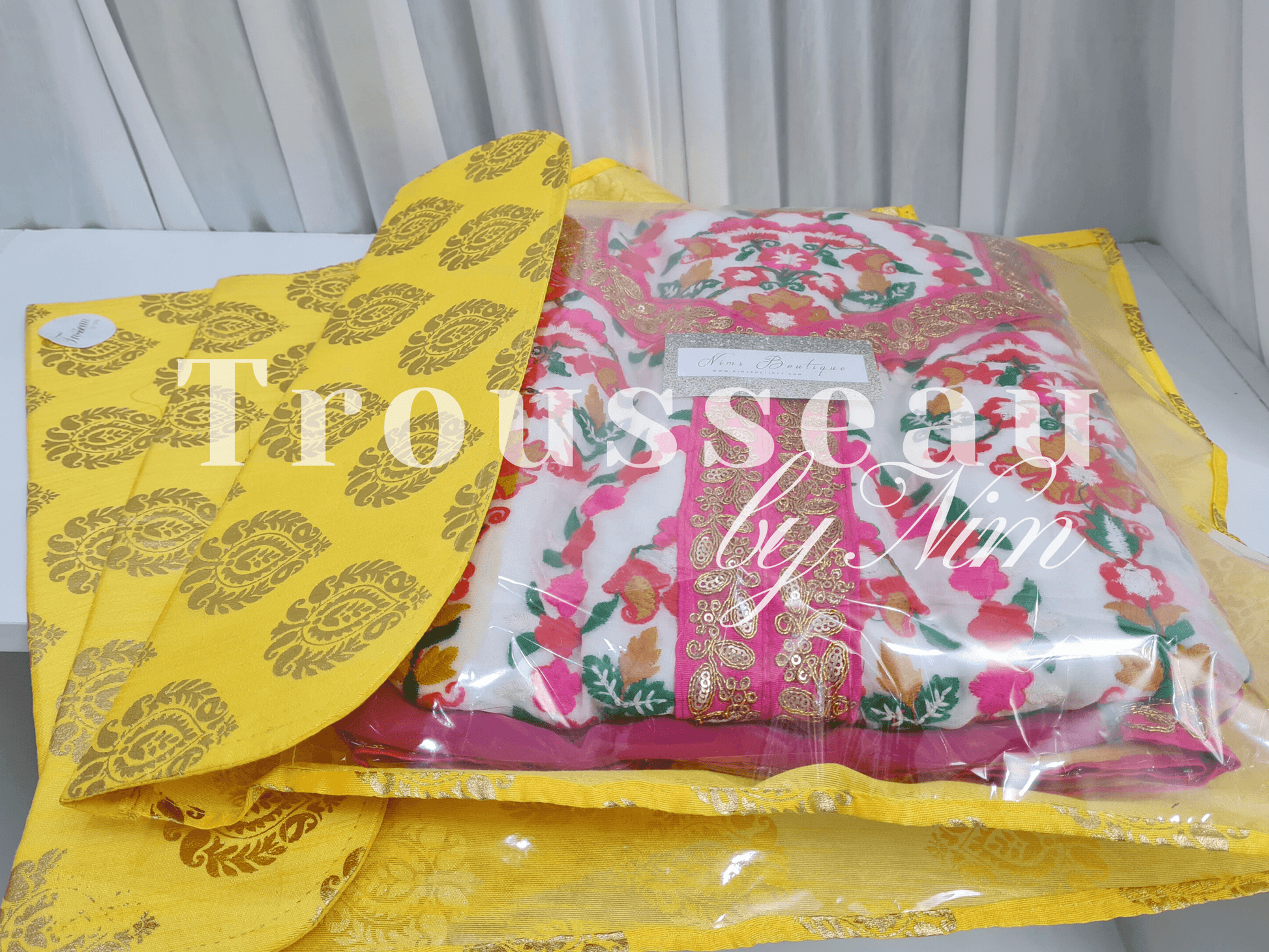 Nims Boutique Yellow Paisley Brocade Sari Bag
