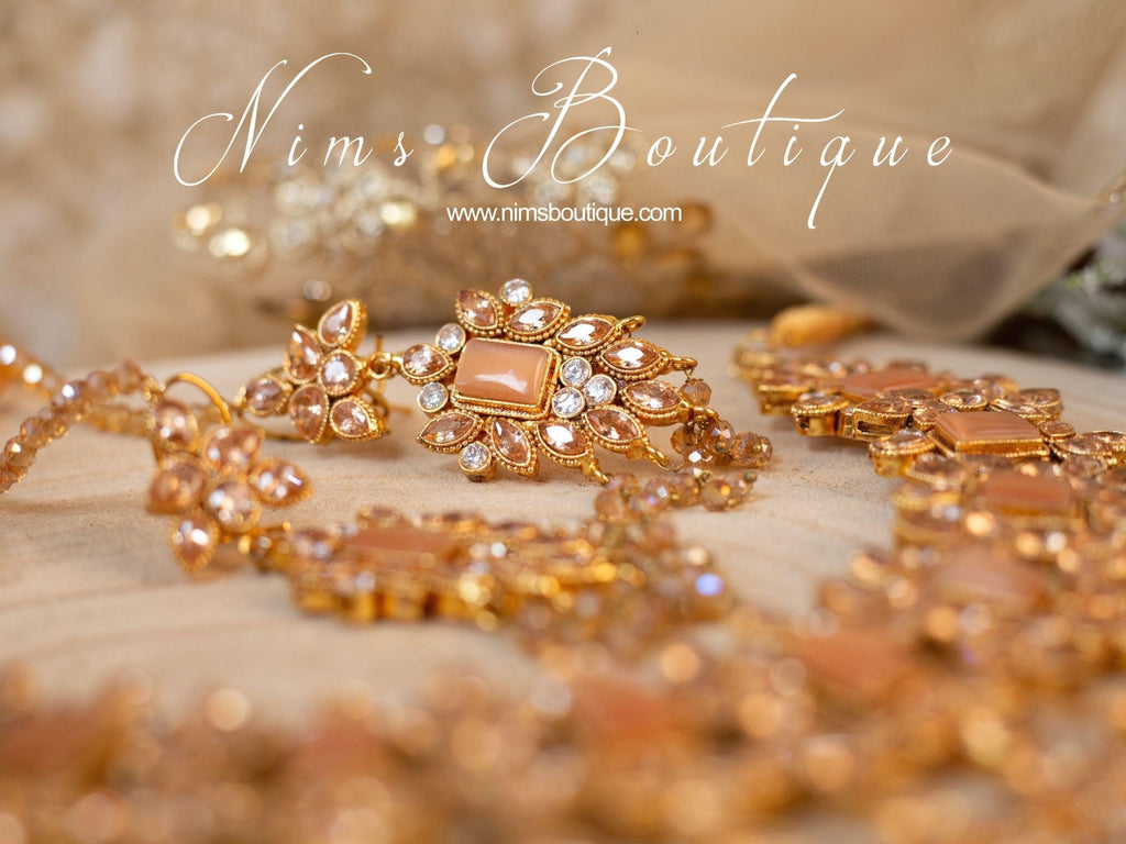 Nims Boutique Pari Maharani Peach & Gold Set