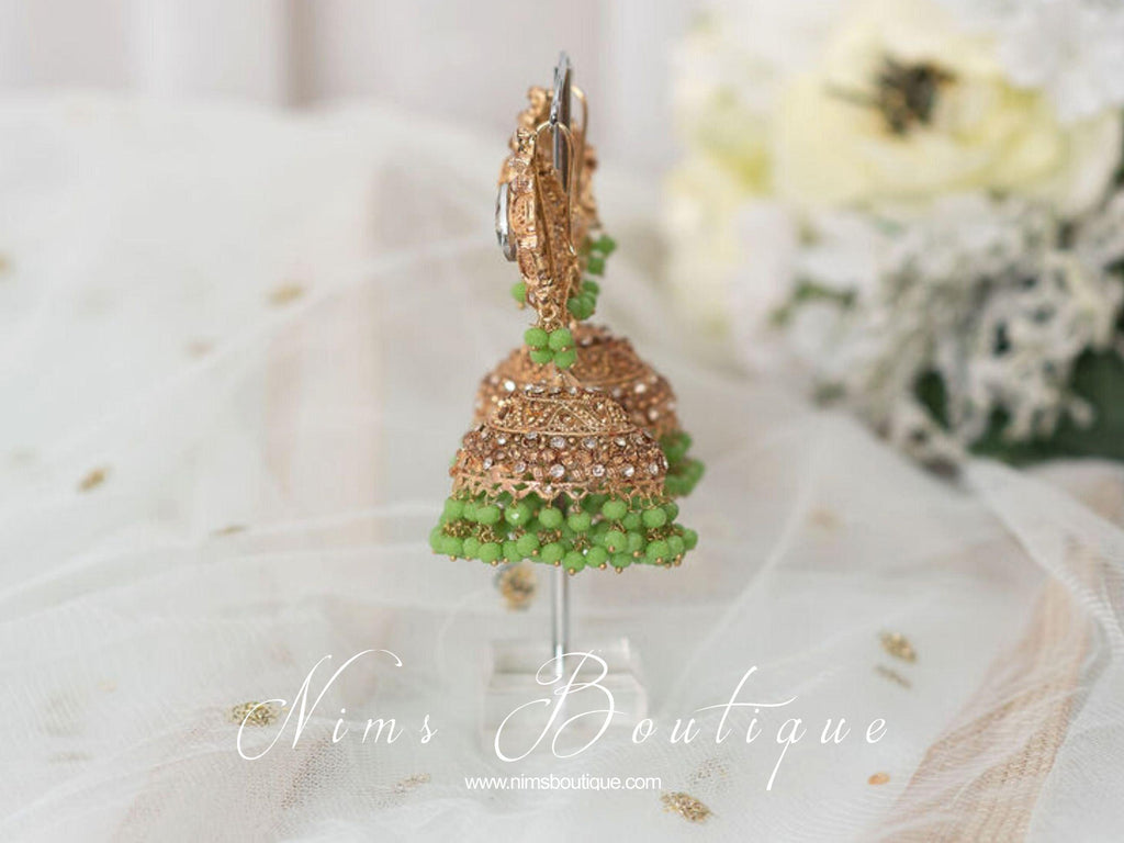 Nims Boutique Madhavi Maharani Leaf Green Chumke