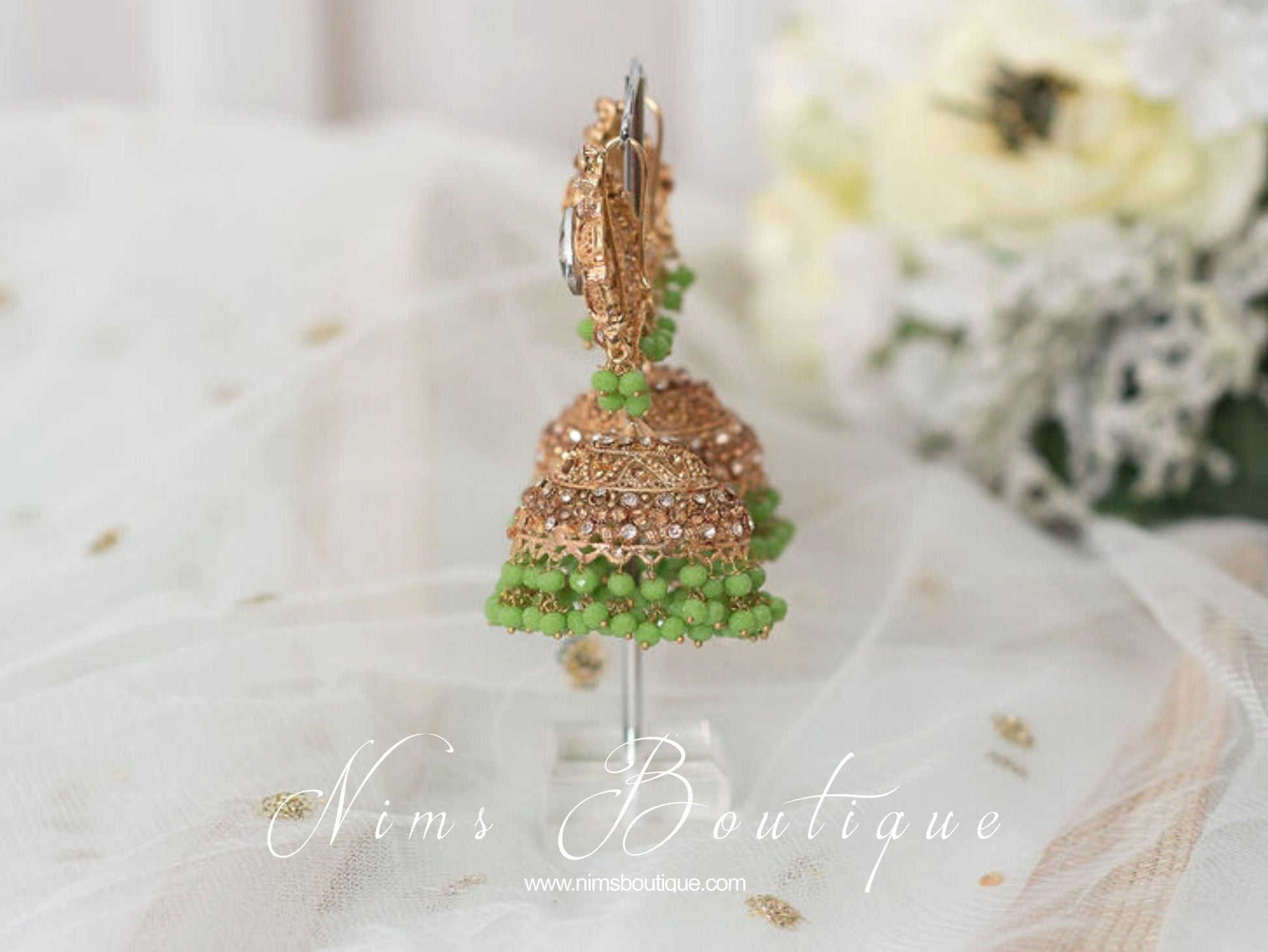Nims Boutique Madhavi Maharani Leaf Green Chumke