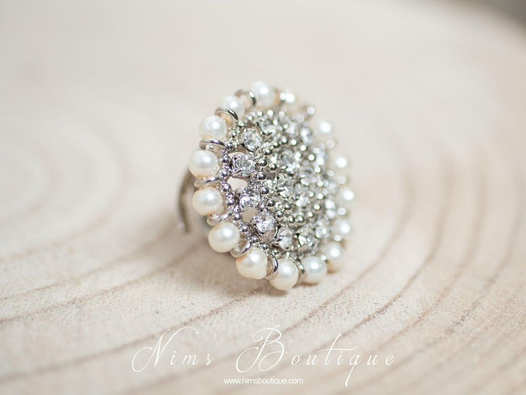 Nims Boutique Royal Silver & Pearl Ring