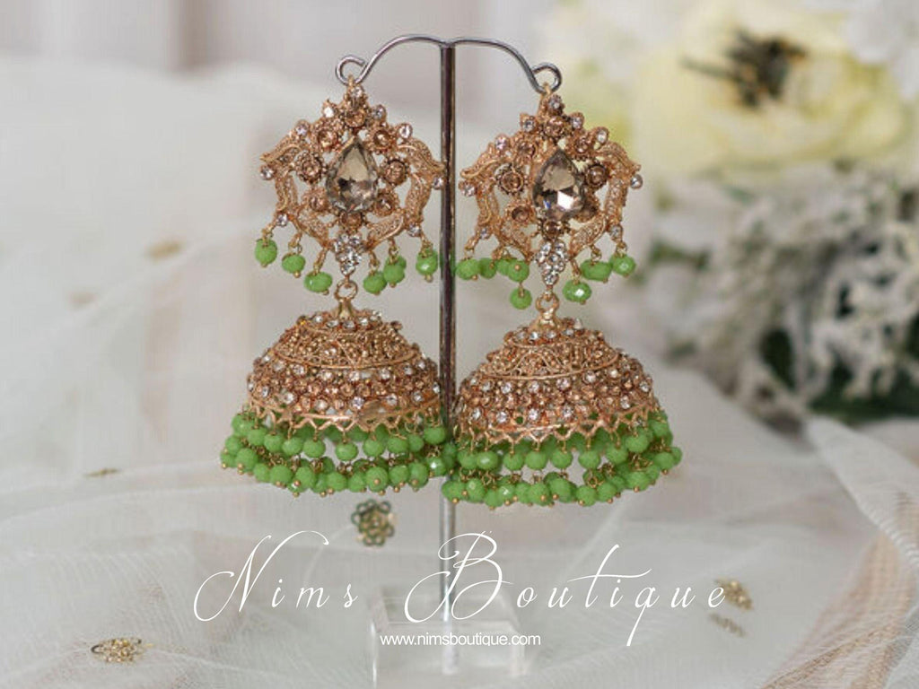 Nims Boutique Madhavi Maharani Leaf Green Chumke
