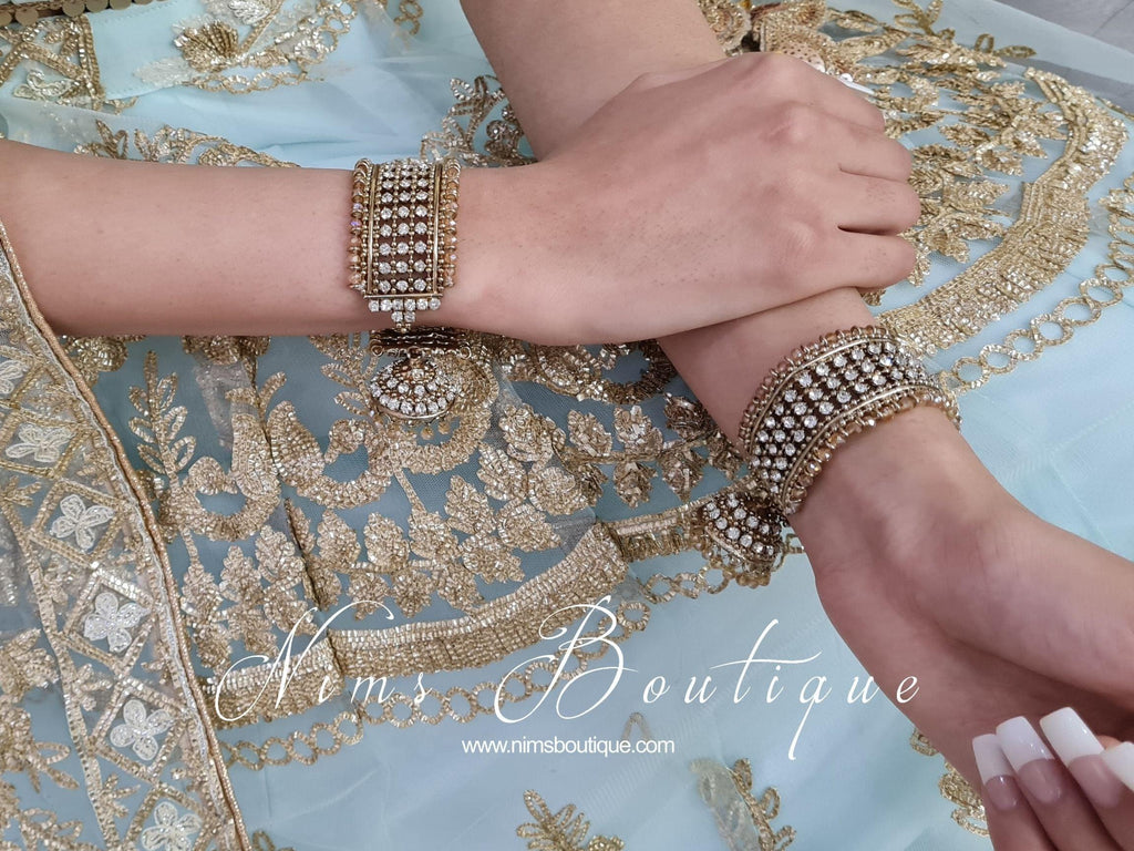 Nims Boutique Gold & Clear stone Royal Bracelet with chumka