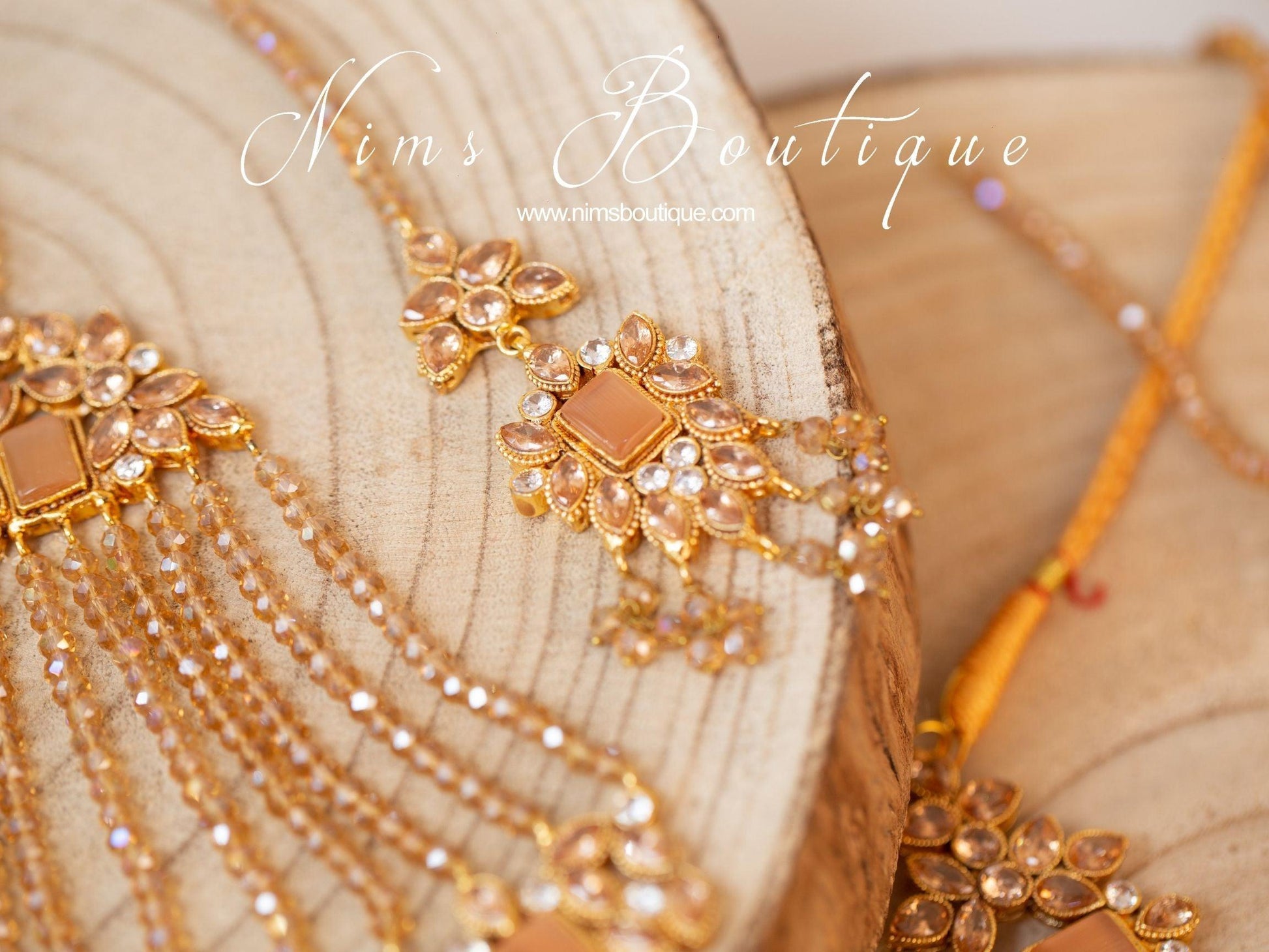 Nims Boutique Pari Maharani Peach & Gold Set