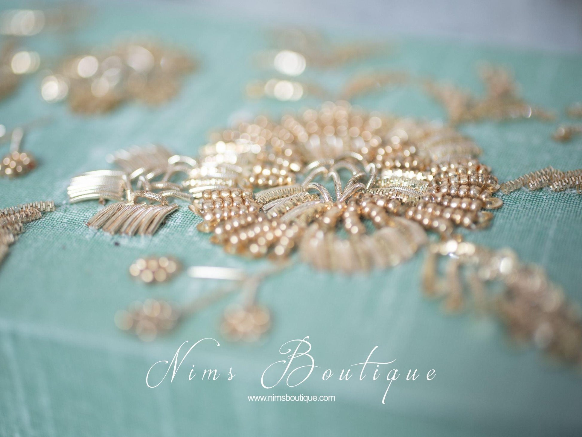 Nims Boutique Luxury Mint Embroidered Bangle Box