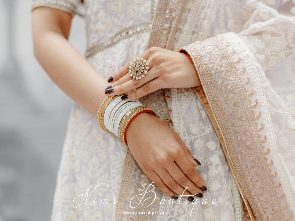 Nims Boutique Royal Pearl & Clear Stone Ring