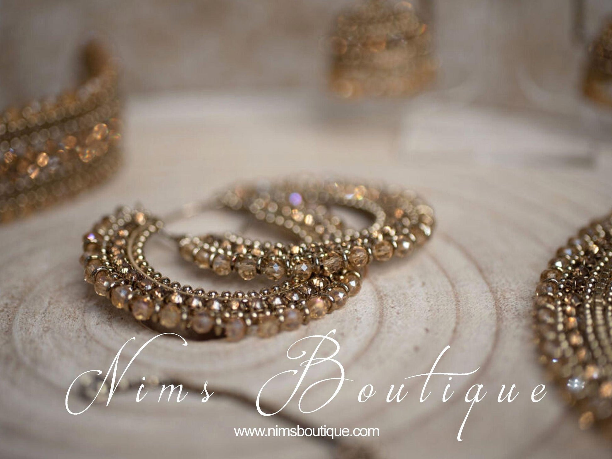Nims Boutique Royal Antique Gold & Gold Stone Bali earrings