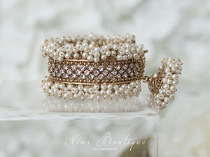 Royal Pearl Cluster Bracelet with hanging chumka