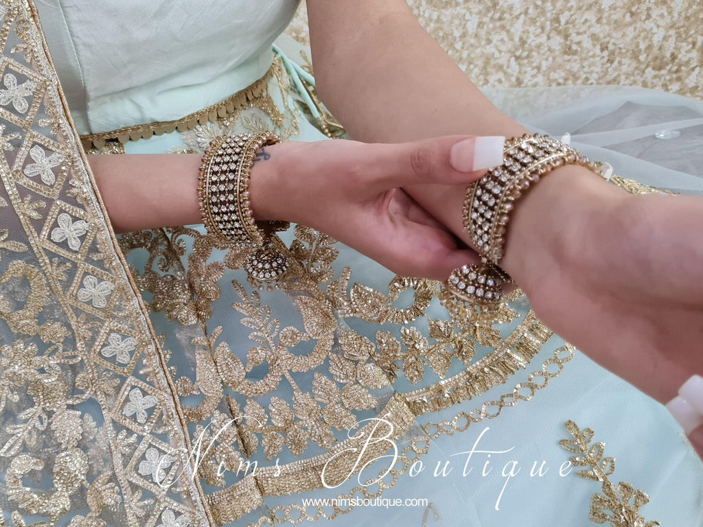 Nims Boutique Gold & Clear stone Royal Bracelet with chumka
