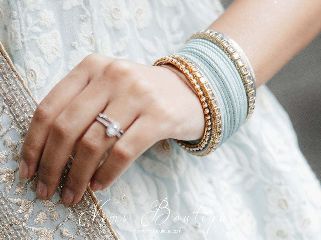 Nims Boutique Grey & Kundan Set of Bangles GR1