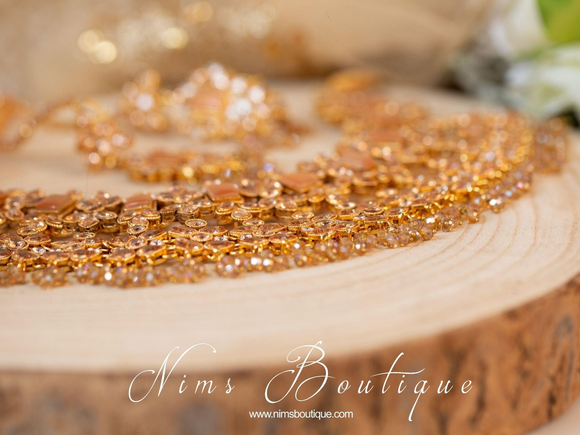 Nims Boutique Pari Maharani Peach & Gold Set