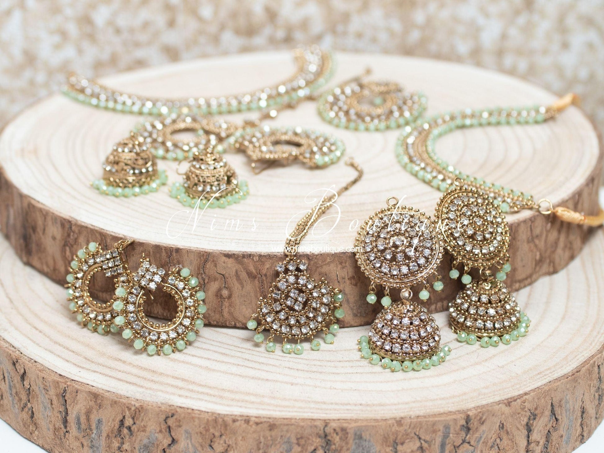 Nims Boutique Royal Mint Chumke & Tikka Set