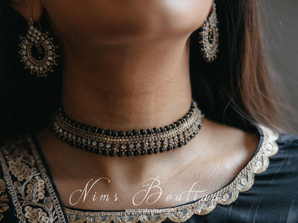 Nims Boutique Royal Antique Gold and Black Necklace