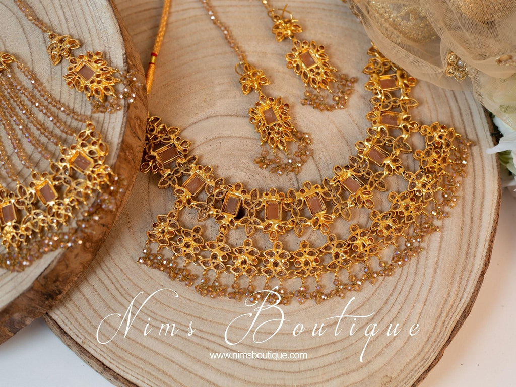 Nims Boutique Pari Maharani Peach & Gold Set