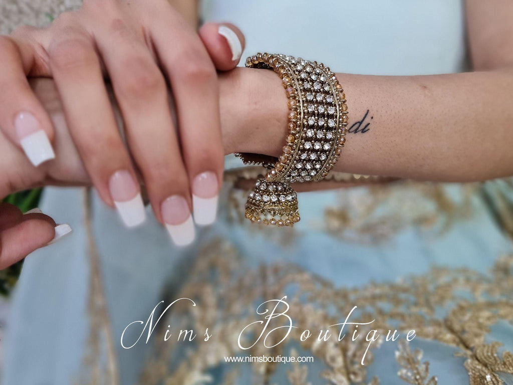 Nims Boutique Gold & Clear stone Royal Bracelet with chumka