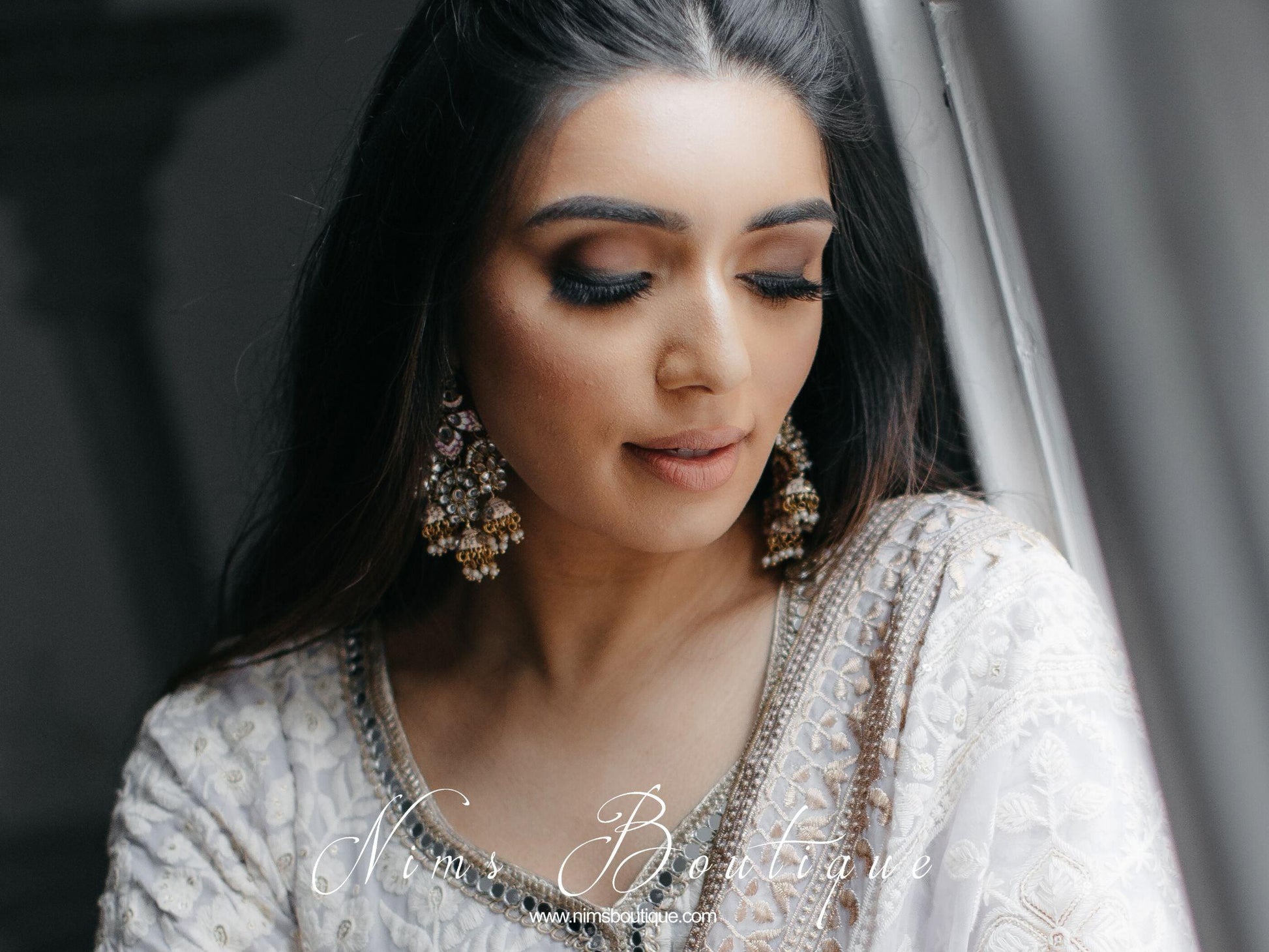 Nims Boutique Ariana Luxury Peach Meenakari Earrings