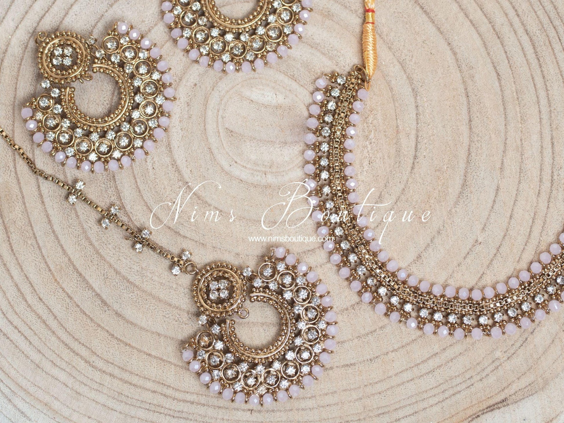 Nims Boutique Royal Grey Chand Tikka Set