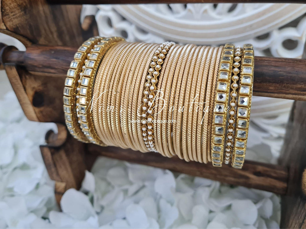 Nims Boutique Gold & Kundan Set of Bangles 2
