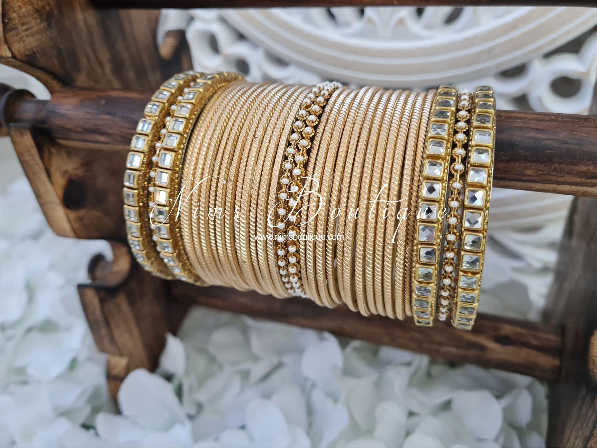 Nims Boutique Gold & Kundan Set of Bangles 2