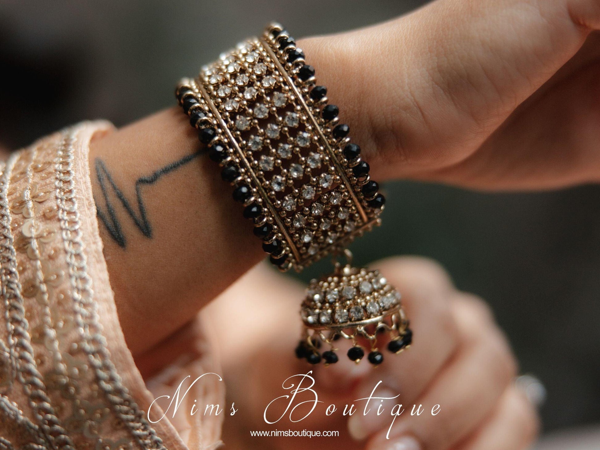 Nims Boutique Black Royal Bracelet with chumka