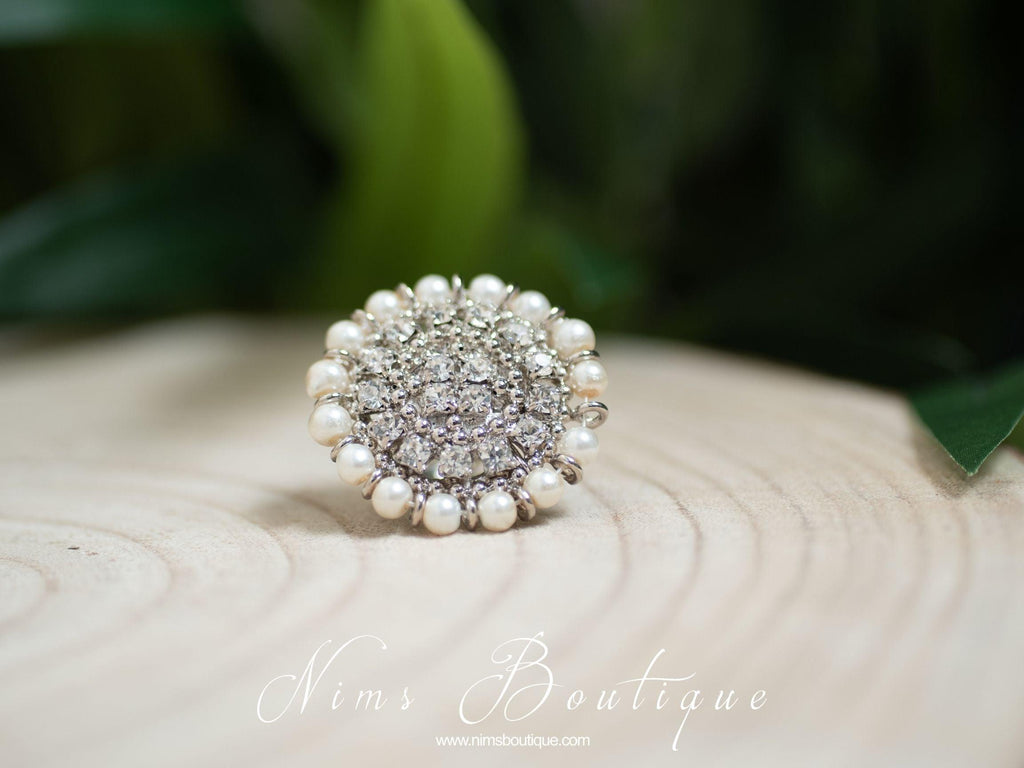 Nims Boutique Royal Silver & Pearl Ring