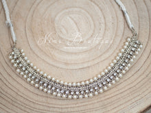 Royal Silver & Pearl Necklace with Clear stone