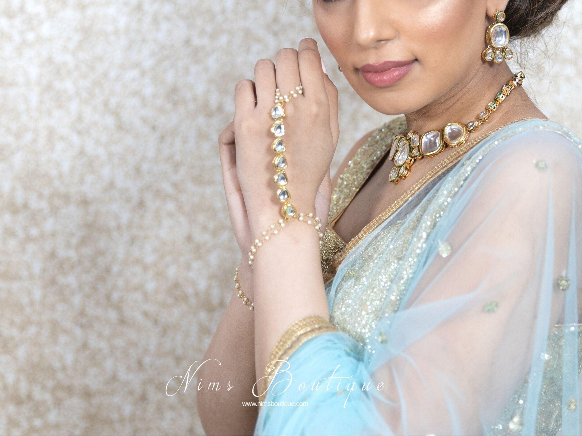 Nims Boutique Classic Kundan Handpiece / Hath Panja