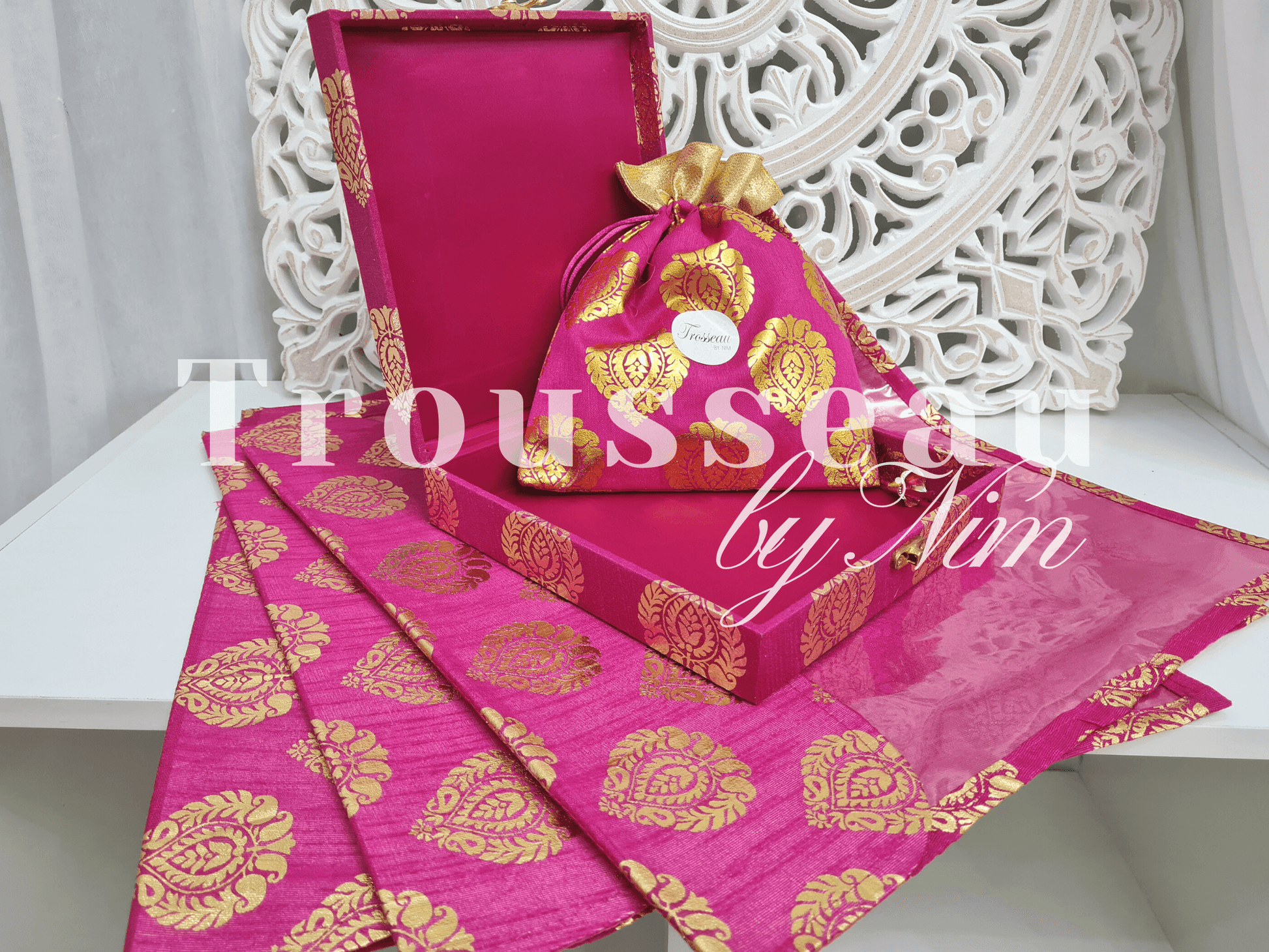 Nims Boutique Hot Pink Paisley Brocade Sari Bag