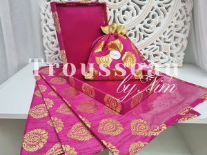 Hot Pink Brocade Silk Square Jewellery Gift Box
